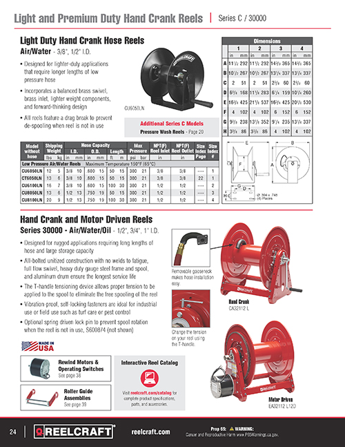 Catalog page 24 Hand crank / Motor Driven reels series H 30000